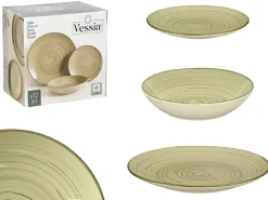 Zestaw talerzy obiadowych 12 el. SPIRAL oliwkowe * VESSIA Sale