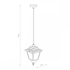 Zewnętrzna Lampa Wisząca ANA Czarny Szklany Klosz 1xE27 13cm IP44