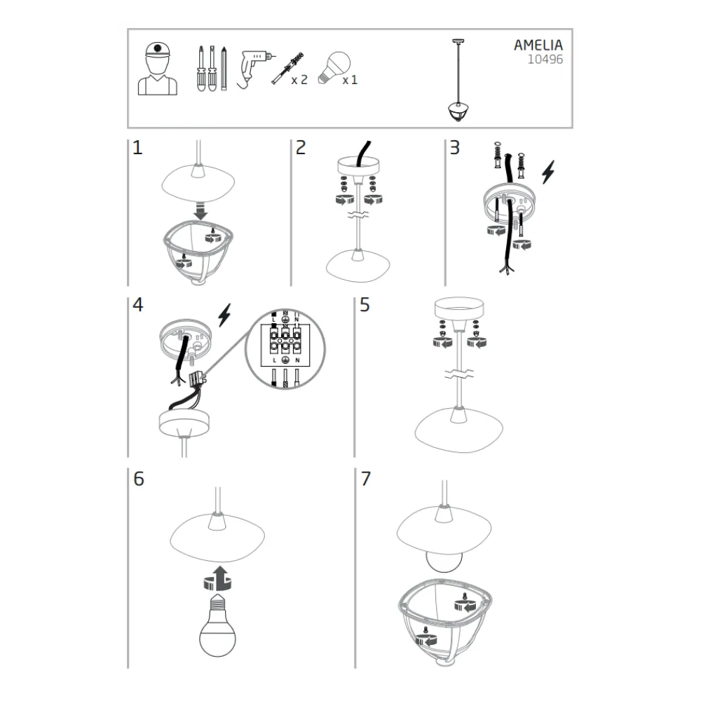 Zewnętrzna Lampa Wisząca AMELIA Czarny Szklany Klosz 1xE27 17,5cm IP44 * Nowodvorski