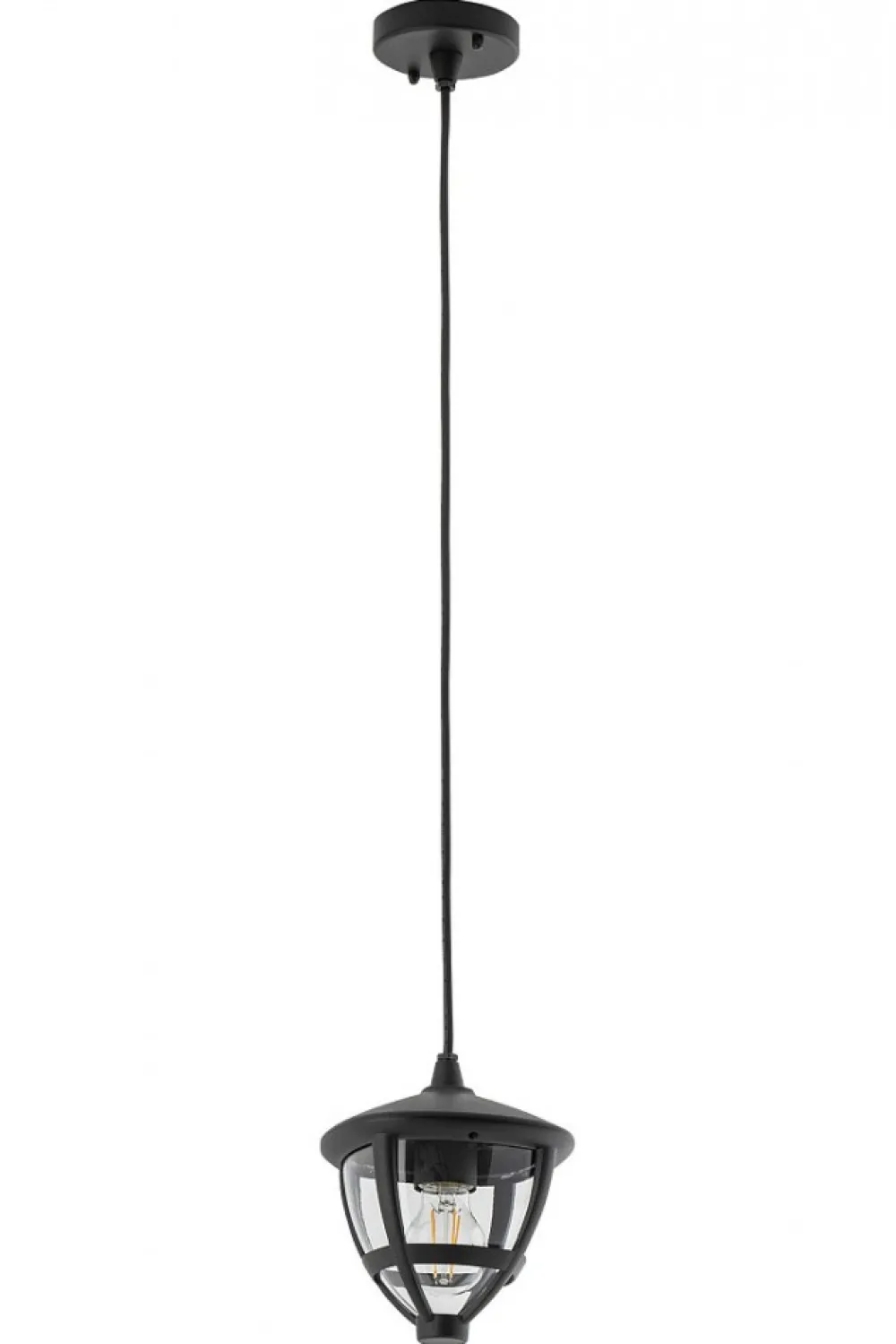 Zewnętrzna Lampa Wisząca AMELIA Czarny Szklany Klosz 1xE27 17,5cm IP44 * Nowodvorski