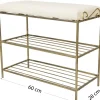 Złota półka na buty z pufą wzór Esy 60 cm
